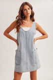 Denim Overall Mini Dress With Pockets