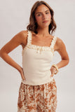 Ruffle Detail Rib Tank Top