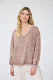 Washed Inverted Seam Detail Long Sleeve Knit Top