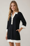 Buttery Soft Brushed Modal Collared Color Block Shift
