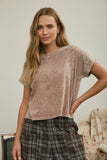 Washed Short Sleeve Boxy Knit Top