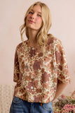 Floral Print Button Front Sweater Vest