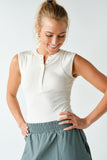 Micro-ribbed Henley Tank Top