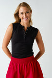 Micro-ribbed Henley Tank Top