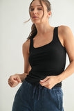 Square Neck Micro-ribbed Tank Top
