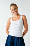 Square Neck Micro-ribbed Tank Top