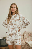Western Print Crew Neck Top