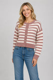 Cropped Cardigan With Horizontal Stripes