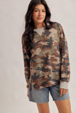 Brushed Texture Camo Sweatshirt With Slit