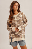 Camo French Terry Seam Detail Oversized Sweatshirt