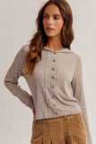 Two-tone Snit Button Down Hooded Cardigan