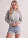Round Neck Waffle Knit Long Sleeve With Pockets And Hood