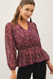 Paisley V-neck Chiffon Blouse Top