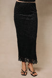 High Waist Elastic Band Lace Midi Skirt