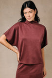 Mock Neck Dolman Short Sleeve Top
