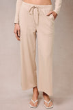 High Waist Elastic Band Drawstring Crop Pants