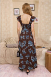 Ruffle Strap Sweetheart Corset Floral Midi Dress