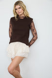 Raw Mock Neck Dolman Sleeve Sweater Knit Top