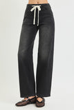 RISEN High Rise Wide Baggy Jeans with Tie Detail