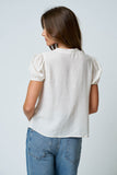 Lace Detail Puff Sleeve Button Down Blouse