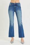 RISEN Tummy Control Mid Rise Ankle Flare Crease Line Jeans