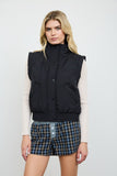 Cropped Mock Neck Snap Puffer Vest