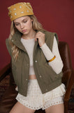 Cropped Mock Neck Snap Puffer Vest
