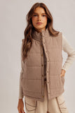 Floral Print Lined Gingham Puffer Vest
