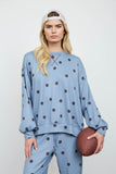 Polka Dot Textured Long Sleeve Crew Knit Top