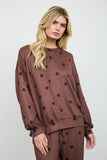 Polka Dot Textured Long Sleeve Crew Knit Top