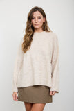 Heathered Checkered Texture Long Sleeve Sweater