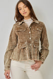 Washed Denim Peplum Jacket