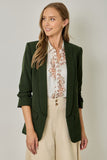 Solid Oversized Blazer With Rouched Sleeve