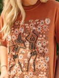 Floral Skeleton Pumpkins Graphic Tee
