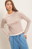 Layer Effect Long Sleeve Knit Top