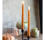 2 Piece Orange LED Twist Taper Candle