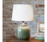18" Green Fleck Ceramic Lamp