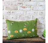 12 X 20" Green Flowers & Bees Pillow