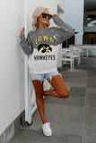Iowa Hawkeyes Upcycle And Vintage Faded Wash Crewneck Pullover