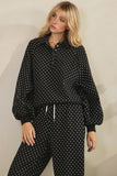 Micro Polka Dot Quarter Zip Sweatshirt