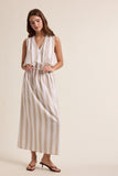 Striped Maxi Dress With Drawstring