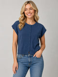 Short Sleeve Button-front Knit Cardigan