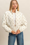 Polkadot Quilted Zip Up Jacket