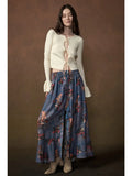 Rib-knit Tie-front Cropped Trumpet-sleeve Cardigan Sweater