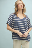 Striped Boxy V Neck Knit Top