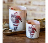 Glass Santa Candle Holder