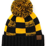 C.c Buffalo Check Team Color Beanie With Pom Winter Beanie