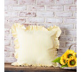 20" Yellow Stripe Ruffle Edge Pillow