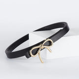 Bow Pu Leather Skinny Belt