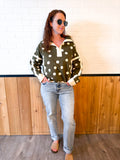 Half Zip With Polka Dots